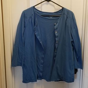 Lands End Blue cotton twinset. XL (18-20)